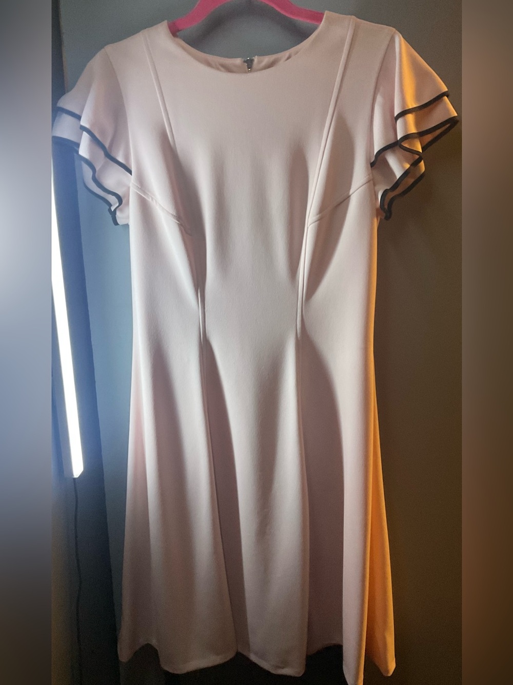 Tommy Hilfiger Pale Pink Flutter Sleeve Midi Dress